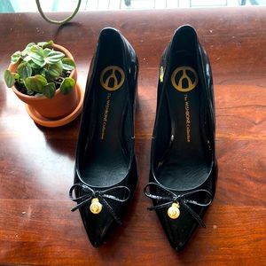 Black patent leather heels